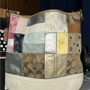 Coach Patchwork Shoulder Bag - Cream, Brown, Pink, Gray